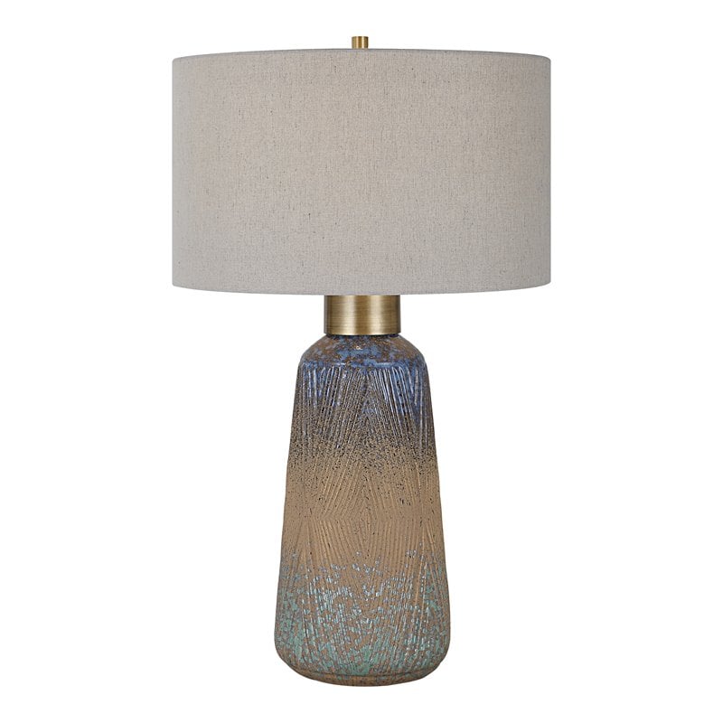 Uttermost Western Sky Ceramic and Fabric Table Lamp in Blue/Bronze