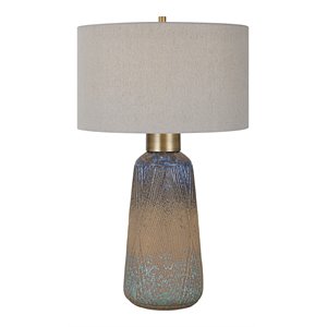 Uttermost Western Sky Ceramic and Fabric Table Lamp in Blue/Bronze