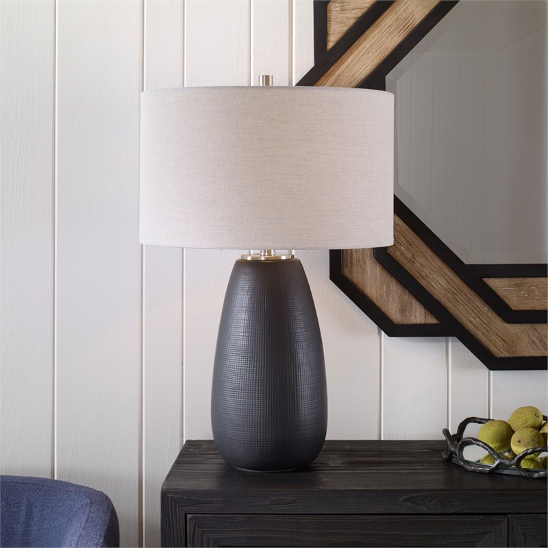 Uttermost Twilight Contemporary Ceramic and Fabric Table Lamp in Black