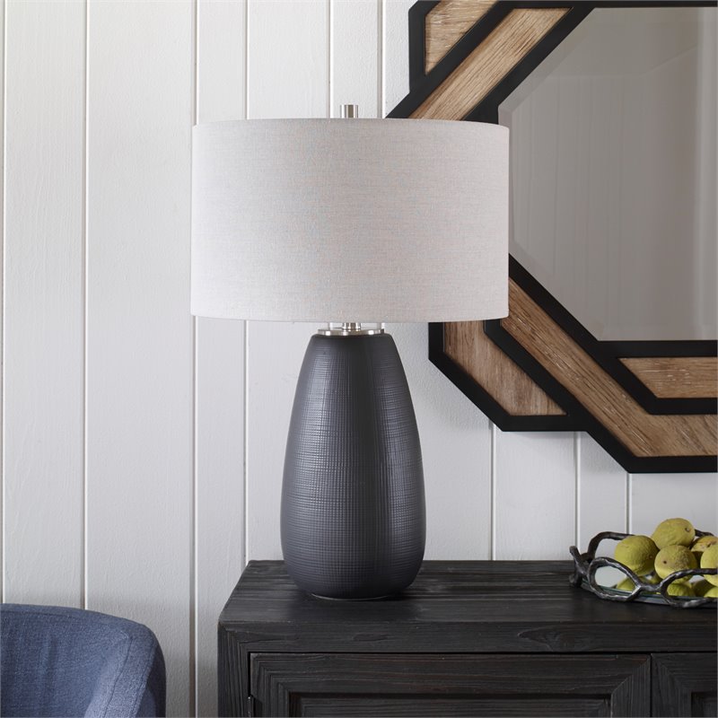 Uttermost Twilight Contemporary Ceramic and Fabric Table Lamp in Black