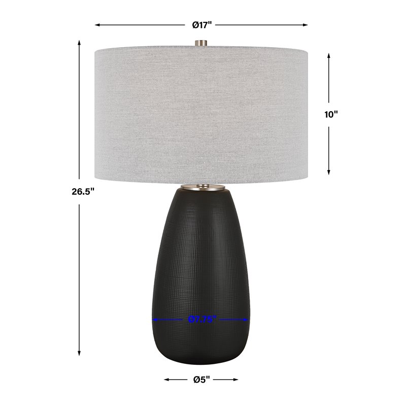Uttermost Twilight Contemporary Ceramic and Fabric Table Lamp in Black
