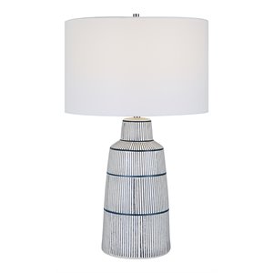 Uttermost Breton Steel Ceramic & Fabric Nautical Stripe Table Lamp in Blue/White