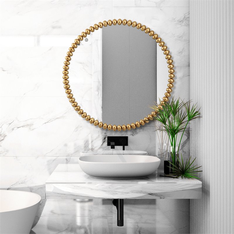 Uttermost Byzantine Round Contemporary Iron Metal and MDF Mirror in Gold