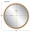 Uttermost Byzantine Round Contemporary Iron Metal and MDF Mirror in Gold