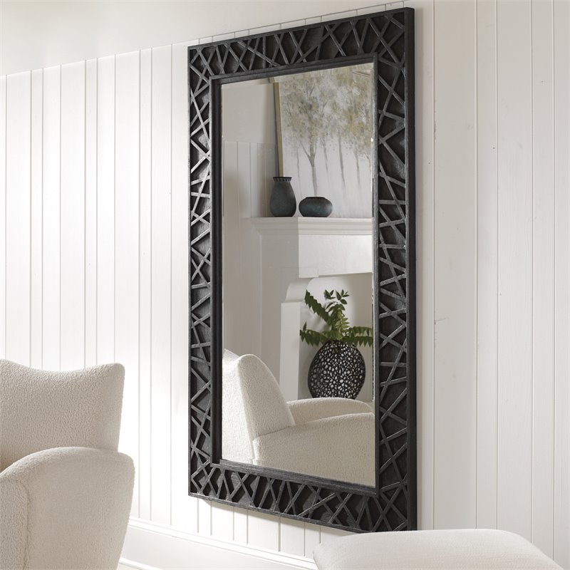 uttermost everest contemporary wood and glass mirror in black