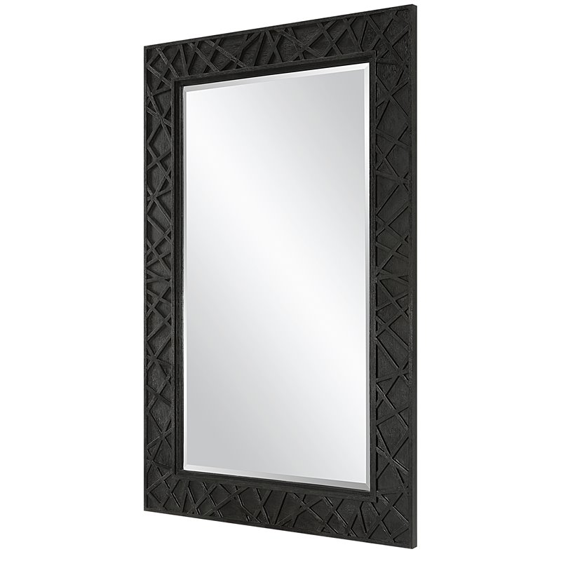 Uttermost Everest Contemporary Wood and Glass Mirror in Black