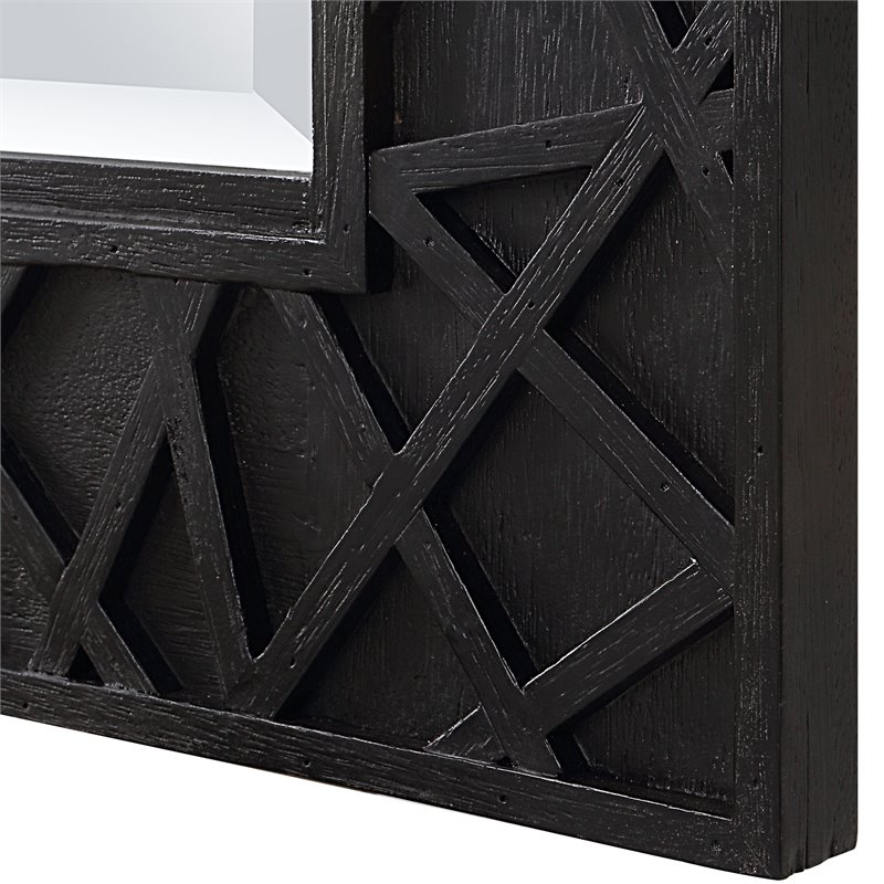 uttermost everest contemporary wood and glass mirror in black