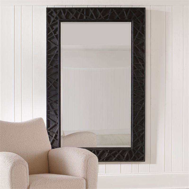 uttermost everest contemporary wood and glass mirror in black