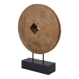 uttermost goa round mango wood and iron sculpture in brown/black