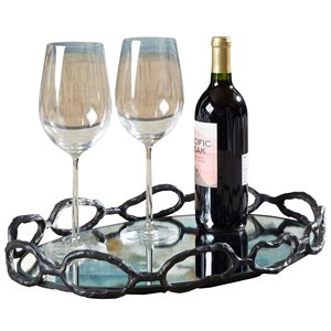 uttermost cable contemporary cast iron and mirror chain tray in black