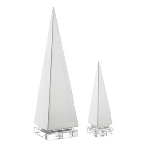 uttermost great pyramids ceramic and steel sculpture in white (set of 2)