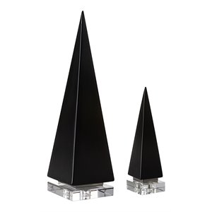 uttermost great pyramids ceramic and steel sculpture in black (set of 2)
