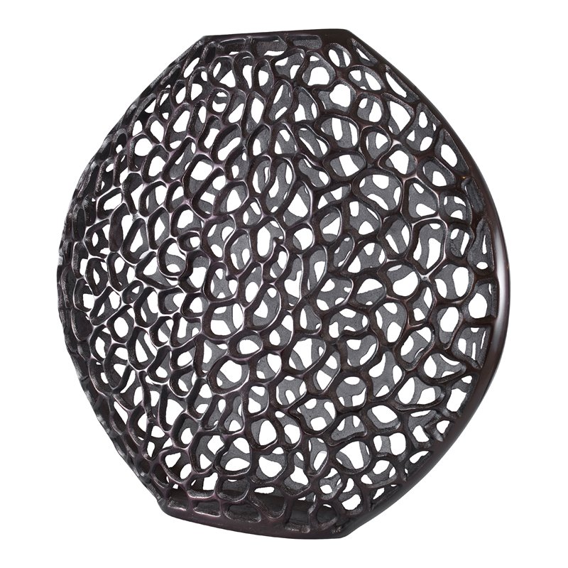 Uttermost Web Contemporary Cast Aluminum Vase in Dark Bronze Finish