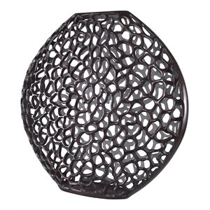Uttermost Web Contemporary Cast Aluminum Vase in Dark Bronze Finish