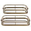 Uttermost Rosea Coastal Metal MDF and Rope Trays in Brushed Gold (Set of 2)