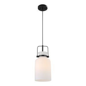 uttermost lansing 1-light traditional iron and glass mini pendant in black