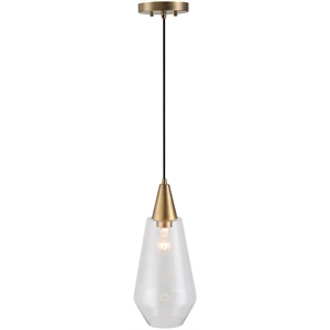 uttermost eichler 1-light steel and glass mini pendant in clear and brass