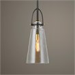 Uttermost Saugus 1-light Steel and Glass Pendant in Black and Brass