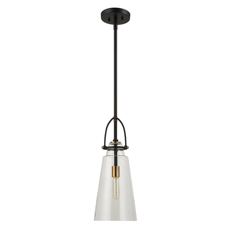 Uttermost Saugus 1-light Steel and Glass Pendant in Black and Brass