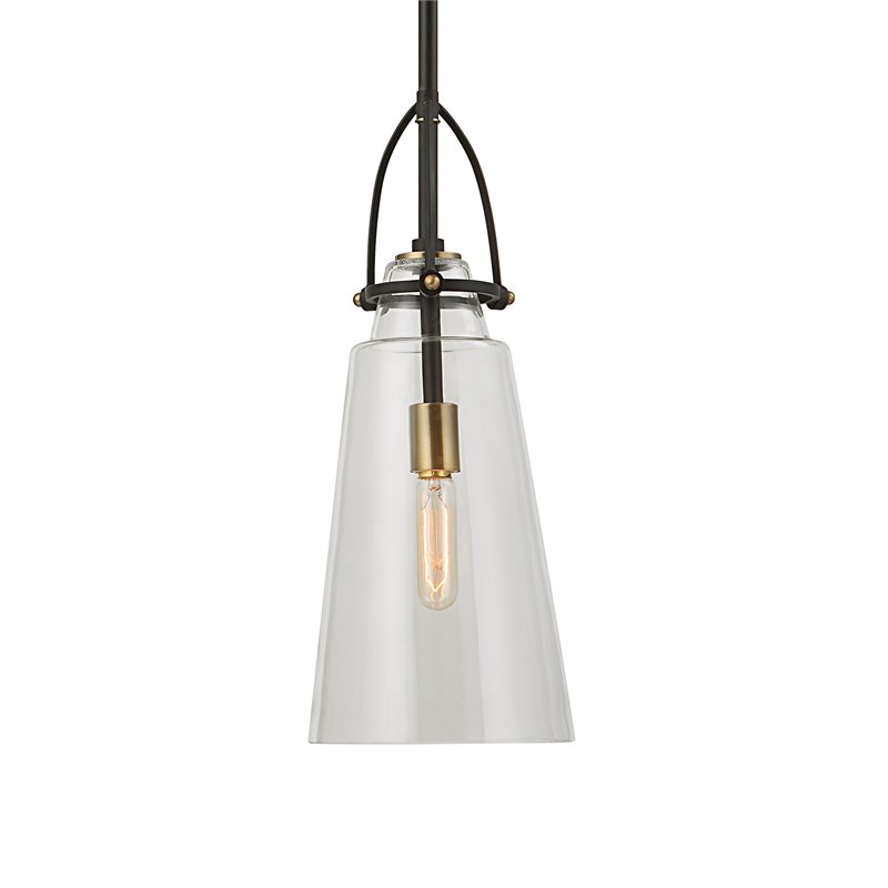 Uttermost Saugus 1-light Steel and Glass Pendant in Black and Brass