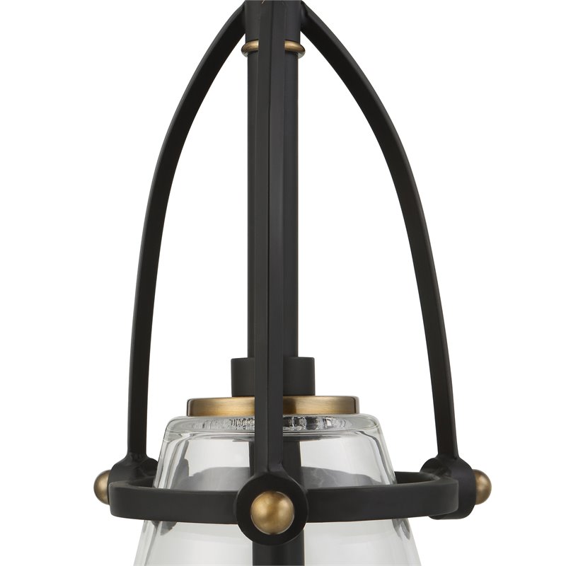 Uttermost Saugus 1-light Steel and Glass Pendant in Black and Brass