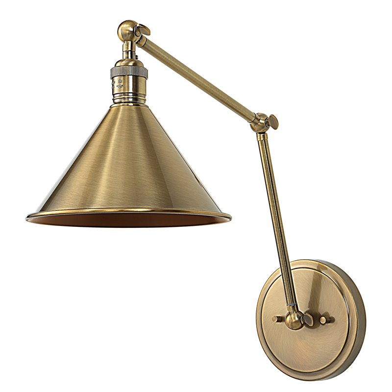Uttermost Exeter 1-light Farmhouse Steel Adjustable Wall Sconce in Brass