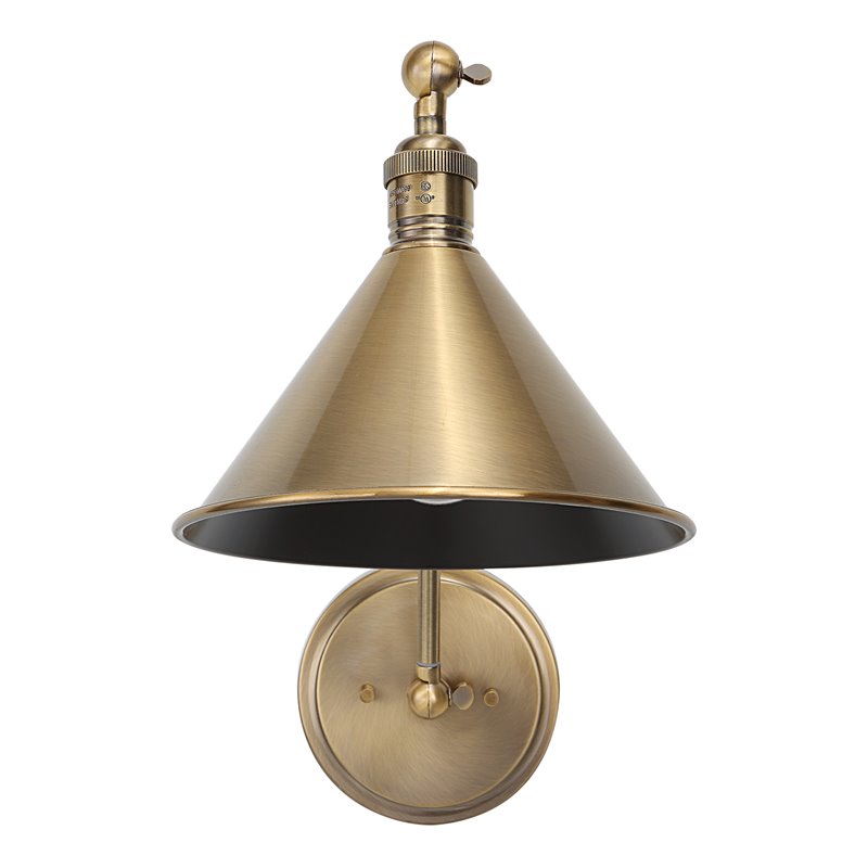 Uttermost Exeter 1-light Farmhouse Steel Adjustable Wall Sconce in Brass