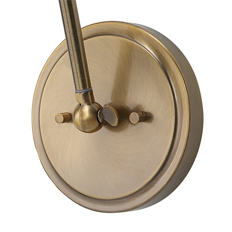 Uttermost Exeter 1-light Farmhouse Steel Adjustable Wall Sconce in Brass
