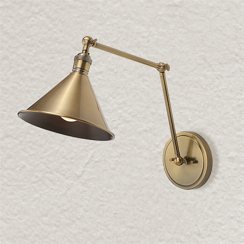 Uttermost Exeter 1-light Farmhouse Steel Adjustable Wall Sconce in Brass