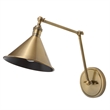 Uttermost Exeter 1-light Farmhouse Steel Adjustable Wall Sconce in Brass