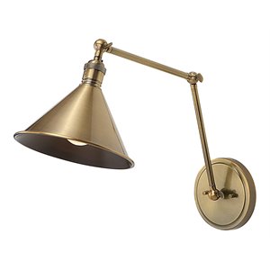 Uttermost Exeter 1-light Farmhouse Steel Adjustable Wall Sconce in Brass
