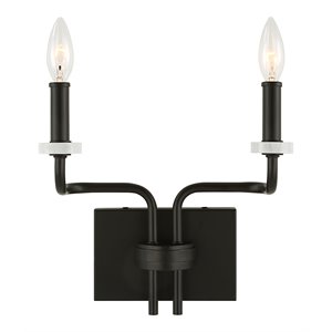 uttermost ebony elegance 2-light contemporary steel and marble sconce in black