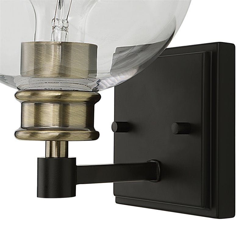 Uttermost Kent Edison 1-light Coastal Glass and Steel Sconce in Black and Brass
