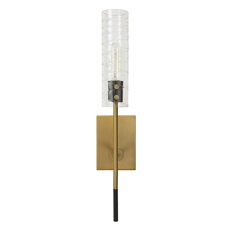 Uttermost Telesto 1-light Mid-Century Steel and Glass Sconce in Black and Brass