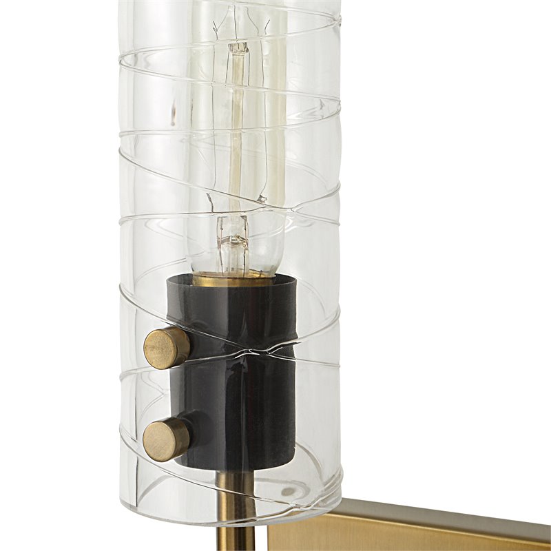 Uttermost Telesto 1-light Mid-Century Steel and Glass Sconce in Black and Brass