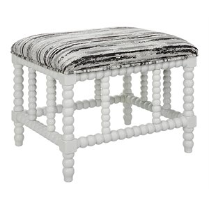 uttermost seminoe wood and fabric upholstered small bench in gray and white