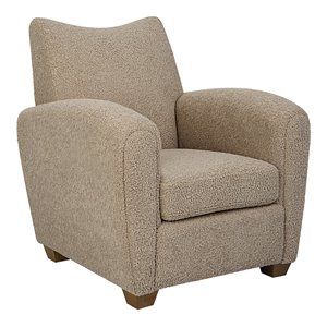 uttermost teddy farmhouse wood and foam accent chair in brown