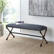 Uttermost Firth Coastal Iron MDF and Fabric Bench in Natural/Navy Blue