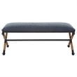 Uttermost Firth Coastal Iron MDF and Fabric Bench in Natural/Navy Blue