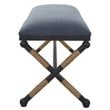 Uttermost Firth Coastal Iron MDF and Fabric Bench in Natural/Navy Blue