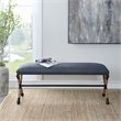 Uttermost Firth Coastal Iron MDF and Fabric Bench in Natural/Navy Blue