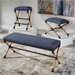 Uttermost Firth Coastal Iron MDF and Fabric Bench in Natural/Navy Blue