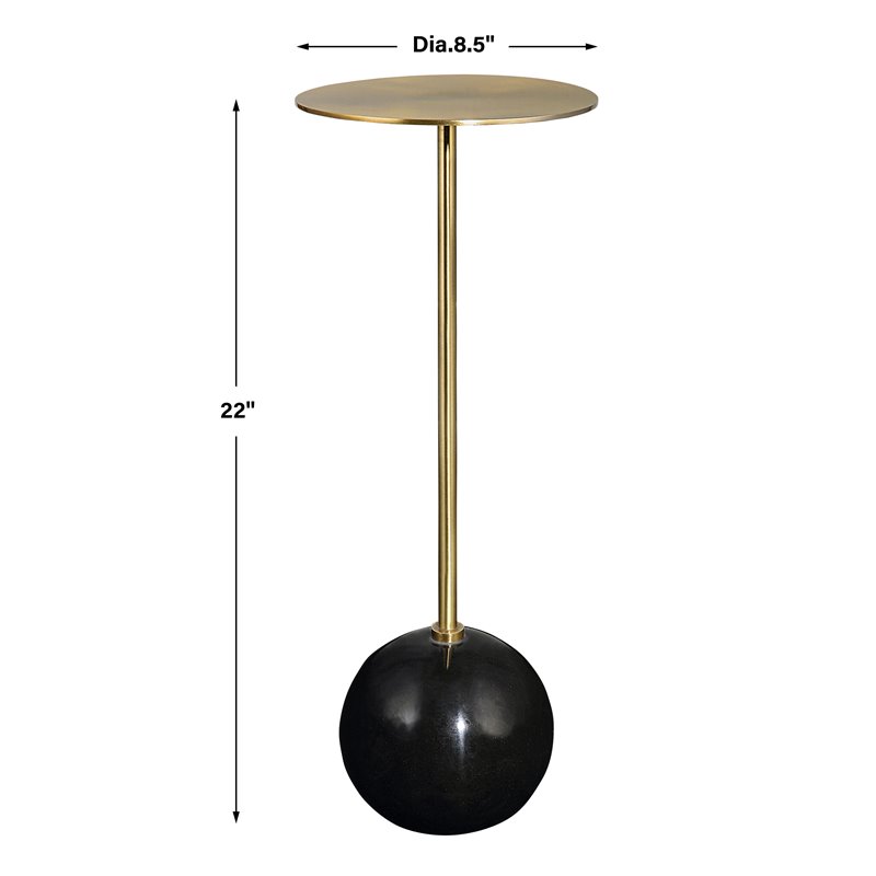 Uttermost Gimlet Contemporary Metal and Marble Drink Table in Black and Brass