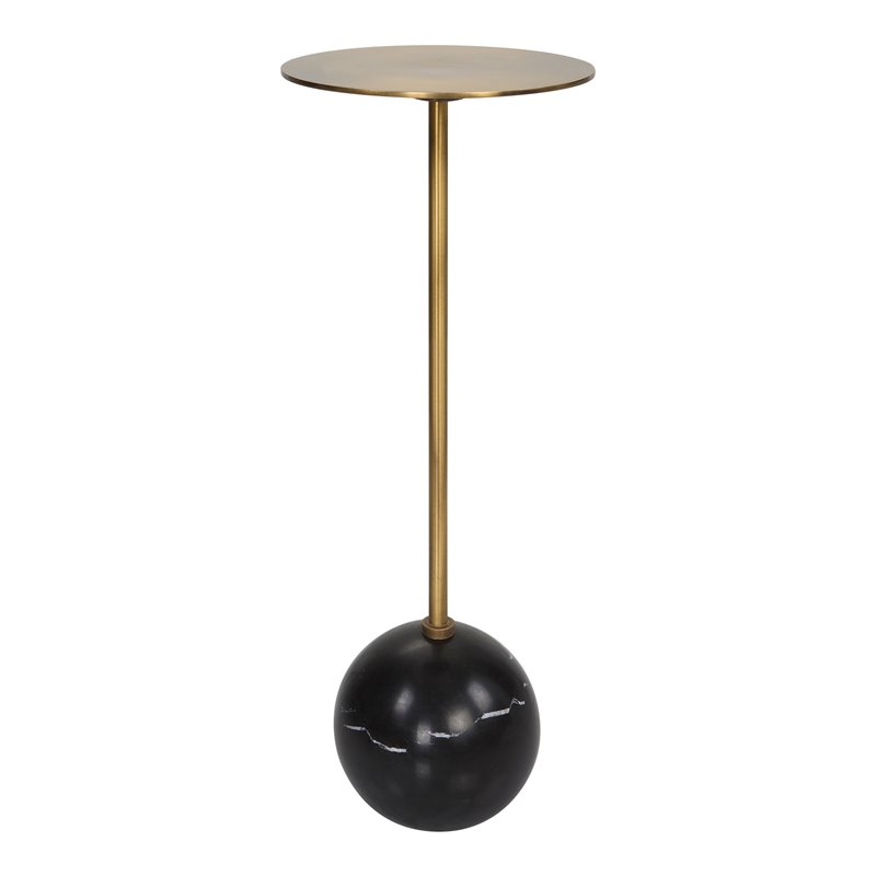 Uttermost Gimlet Contemporary Metal and Marble Drink Table in Black and Brass
