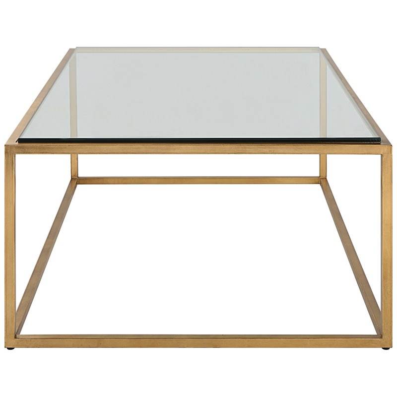 Uttermost Bravura Contemporary Iron and Tempered Glass Coffee Table in Gold