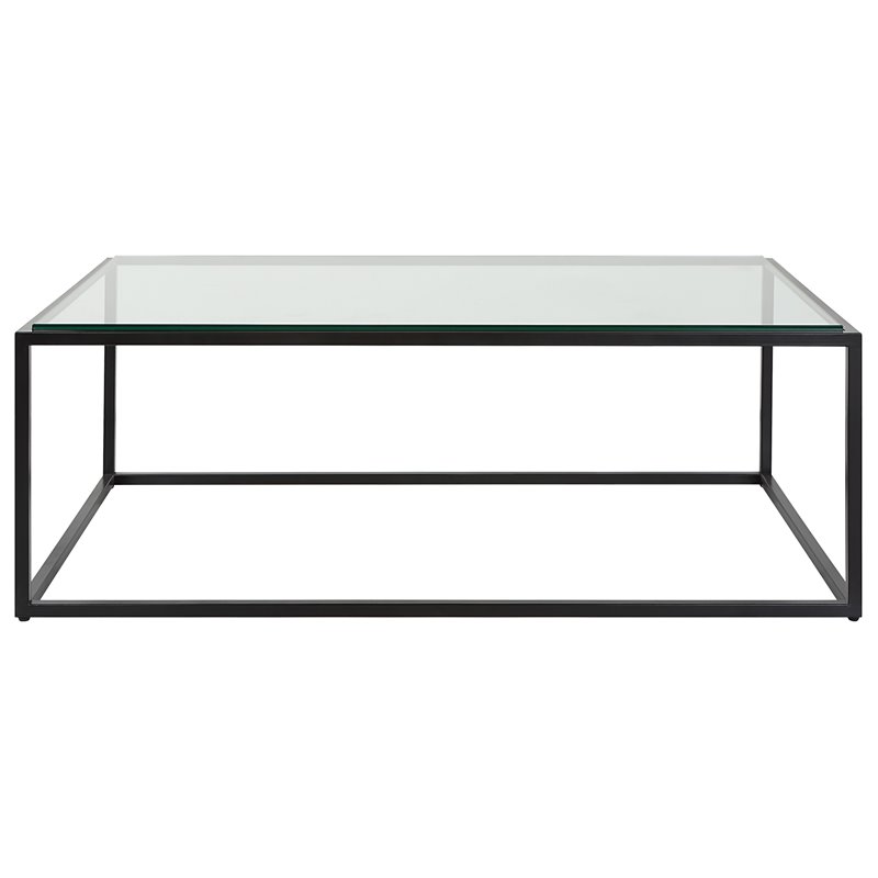 Uttermost Bravura Contemporary Iron and Tempered Glass Coffee Table in Black