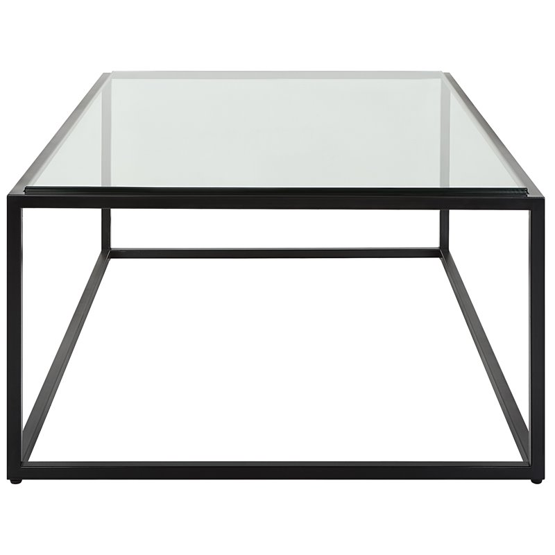 Uttermost Bravura Contemporary Iron and Tempered Glass Coffee Table in Black