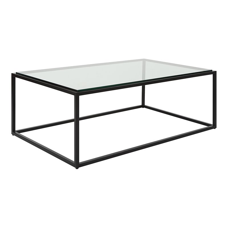 Uttermost Bravura Contemporary Iron and Tempered Glass Coffee Table in Black