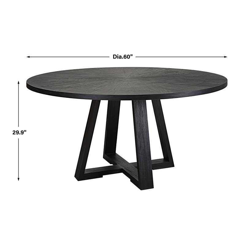 Uttermost Gidran Round Contemporary Wood Dining Table in Black