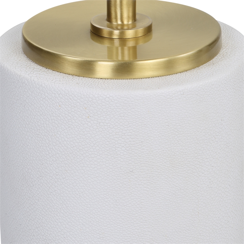 Uttermost Laurier Faux Shagreen Steel and Marble Drink Table in Brass and White